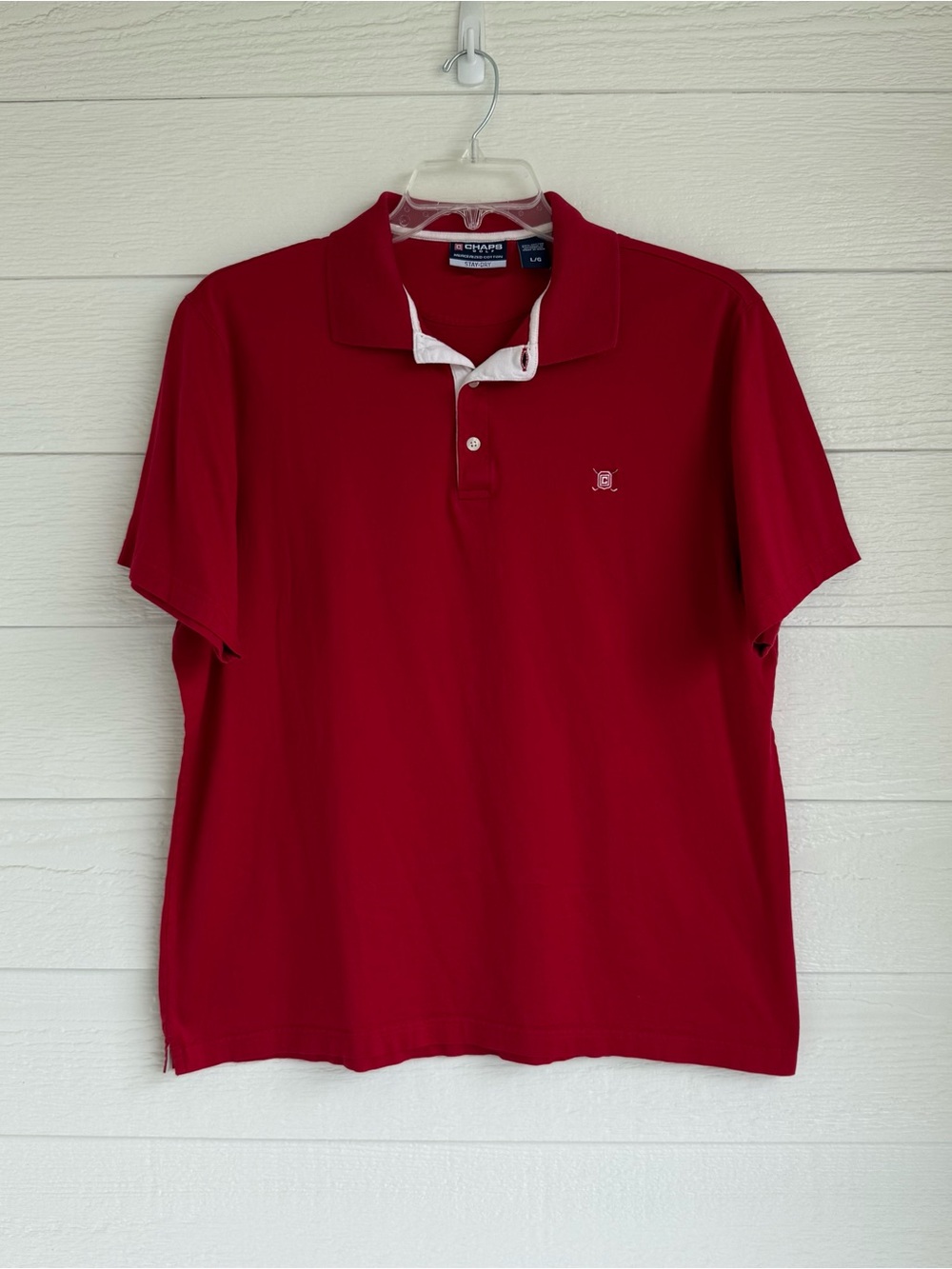 CHAPS Golf Stay-Dry 100% Cotton Men's Red Polo Size Large